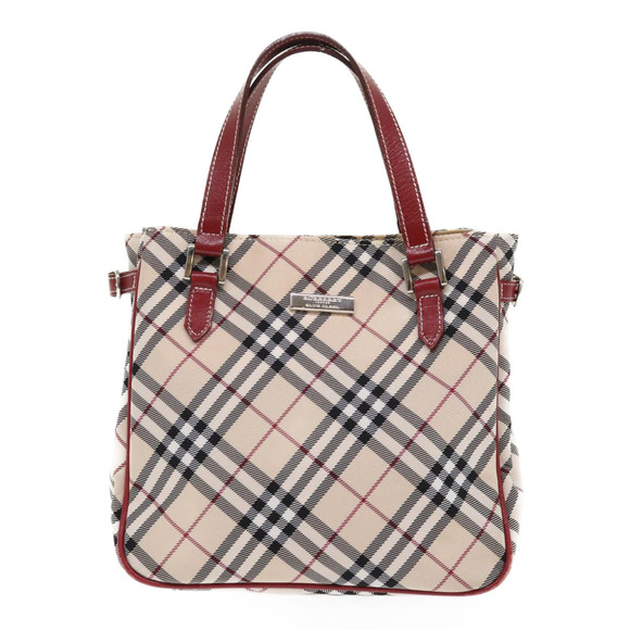 BURBERRY Nova Check Blue Label Hand Bag Canvas Beige Red Auth 46683 - Picture 13 of 16